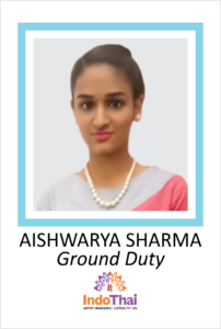 AISHWARYA SHARMA is a student of AKSA International placed in INDO THAI as Ground Duty