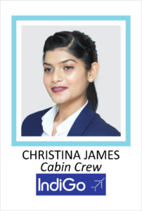 CHRISTINA JAMES is a student of AKSA International placed in INDIGO as Cabin Crew