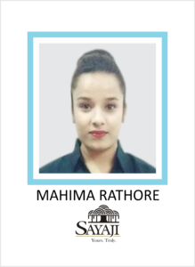 MAHIMA RATHORE student of AKSA International Placed in SAYAJI