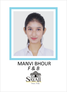 MANVI BHOUR student of AKSA International Placed in SAYAJI