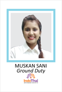 MUSKAN SANI is a student of AKSA International placed in Indo Thai as Ground Staff