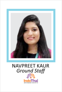 NAVPREET KAUR is a student of AKSA International placed in Indo Thai as Ground Staff