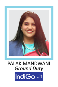 PALAK MANDWANI is a student of AKSA International placed in INDIGO as Ground Duty