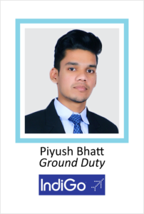Piyush Bhatt is a student of AKSA International placed in INDIGO as Ground Duty