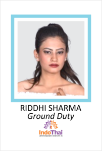 RIDDHI SHARMA is a student of AKSA International placed in Indo Thai as Ground Duty