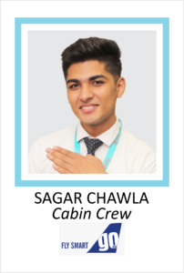 SAGAR CHAWLA is a student of AKSA International placed in FLY SMART GO as Cabin Crew