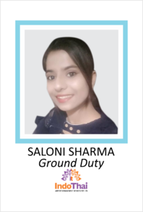 SALONI SHARMA is a student of AKSA International placed in Indo Thai as Ground Duty